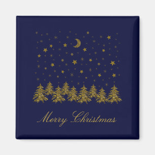 Funkelnd Weihnachtsbaum, Mond, blaue Sterne Magnet