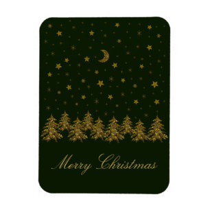 Funkelnd Weihnachtsbaum, Mond, grüne Sterne Magnet