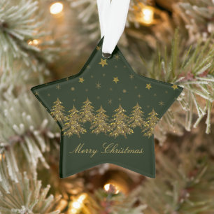 Funkelnd Weihnachtsbaum, Mond, grüne Sterne Ornament