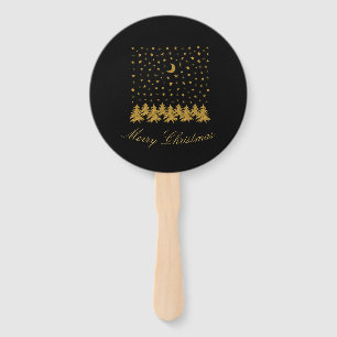 Funkelnd Weihnachtsbaum, Mond, schwarze Sterne Fächer
