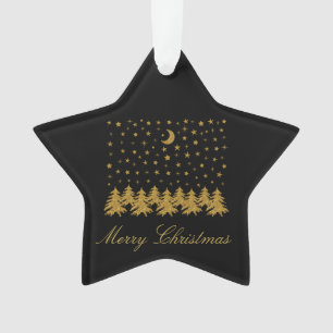 Funkelnd Weihnachtsbaum, Mond, schwarze Sterne Ornament