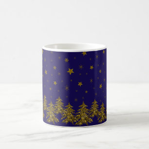 Funkelnd Weihnachtsbaum, Mond, Sterne Tasse