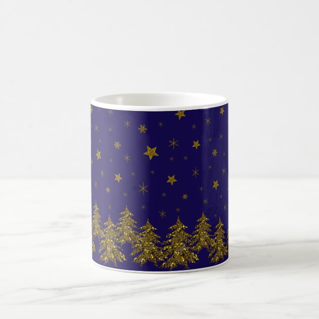 Funkelnd Weihnachtsbaum, Mond, Sterne Tasse (Mittel)