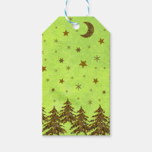 Funkelnd Weihnachtsbaum, Sterne auf abstraktem Pap Geschenkanhänger