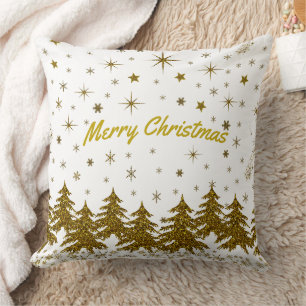 Funkelnd Weihnachtsbaum, Sterne, Schnee Kissen