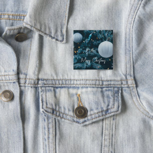 Funkelnd Weihnachtsbaum und Weihnachtsbälle Button