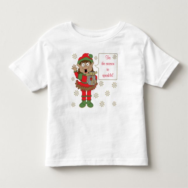 Funkelnd Weihnachtself Kleinkind T-shirt (Vorderseite)