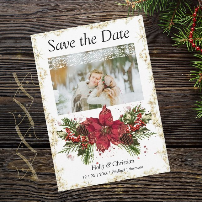Funkelnd Weihnachtskarten Save the Date Hochzeitsk (Von Creator hochgeladen)