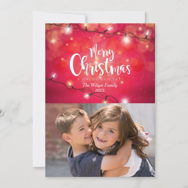 Funkelnd Weihnachtslicht Foto Karte (Vorderseite)