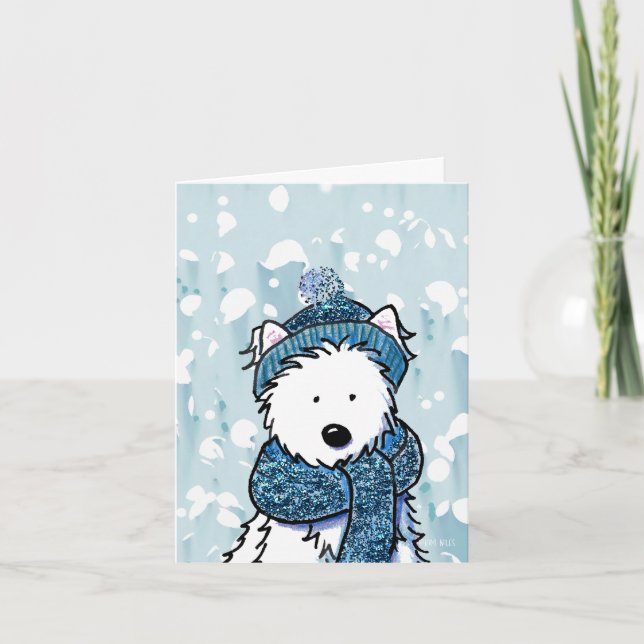Funkelnd Winter Westie Card Karte (Vorderseite)