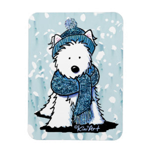 Funkelnd Winter Westie Flexi Magnet