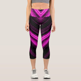 Funkelnd Zickzack Metallrosa-magentalaxie-Linien Capri Leggings