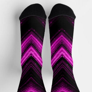 Funkelnd Zickzack Metallrosa-magentalaxie-Linien Socken