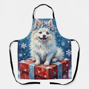Funkelnde American Eskimo Dog Festive Geschenk Kis Schürze