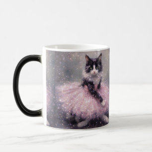 Funkelnde Ballerina-Katze im rosa Tutu Verwandlungstasse