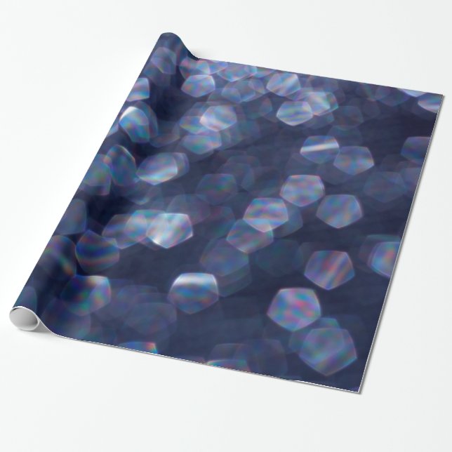 Funkelnde Blaue Bokeh-Lichter Geschenkpapier (Ungerollt)