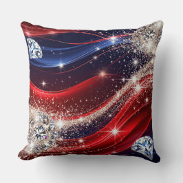 Funkelnde Diamanten und glitzernde rote blaue Well Kissen