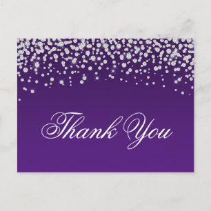 Funkelnde Diamantkonfetti Lila Ombre Danke Postkarte