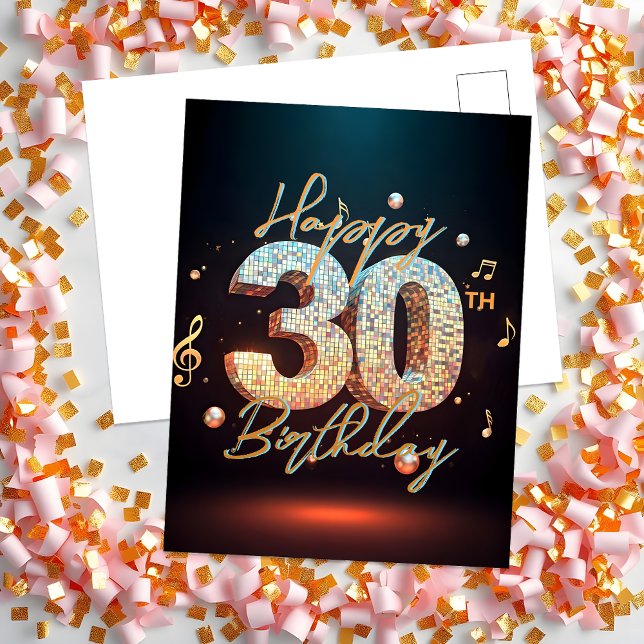 Funkelnde Disco-Tanz 30. Geburtstagsfeier Postkarte (Von Creator hochgeladen)