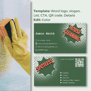 Funkelnde Eindrücke Reinigung von Grün und Weiß Visitenkarte