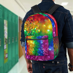 Funkelnde Farbexplosion Regenbogen Pailletten Anpa Bedruckter Rucksack