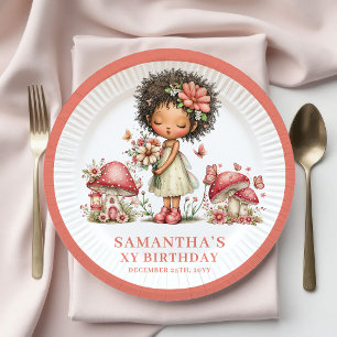 Funkelnde Fee 6. Geburtstag Rosa Pilz Papier Pappteller
