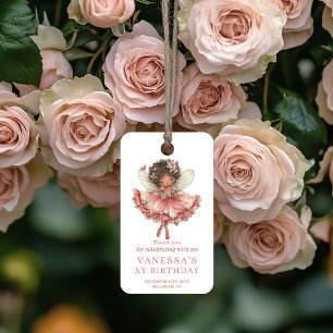 Funkelnde Feen-Mädchen-Rouge Florales Geburtstagsg Geschenkanhänger