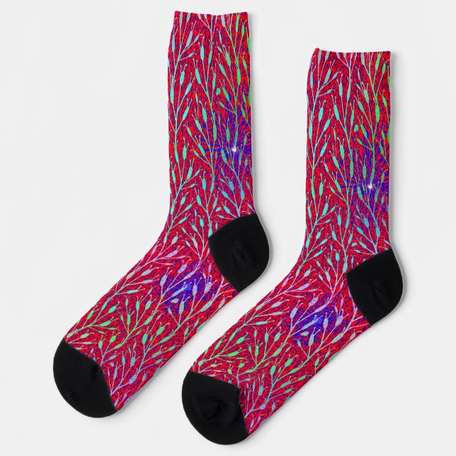 Funkelnde Feuerwerksparty-Muster  Socken (Linkes Detail)
