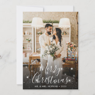 Funkelnde Foto-Feiertags-Hochzeitsanzeige Feiertagskarte
