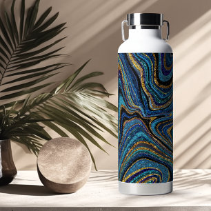 Funkelnde Glamour Glitzer Mädchenmarmor Kunst blau Trinkflasche