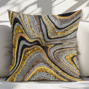 Funkelnde Glamour Glitzer Mädchenmarmor Kunst grau Kissen