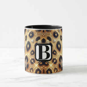 Funkelnde Glamour Gold Schwarz Leopard Cheetah Dru Tasse