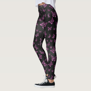Funkelnde Glamour Hot Pink Schmetterlinge Leggings