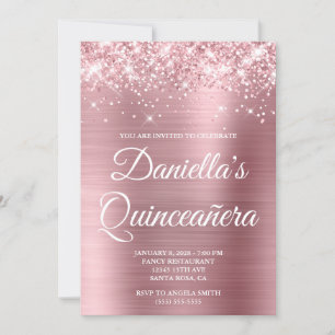 Funkelnde Glitter Light Pink Folie Quinceañera Einladung
