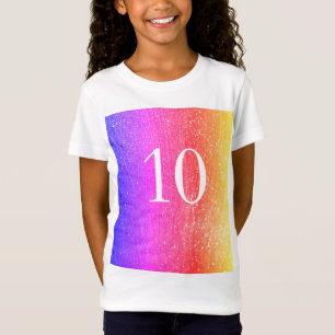 Funkelnde Glitter Regenbogen 10. Geburtstag Mädche T-Shirt