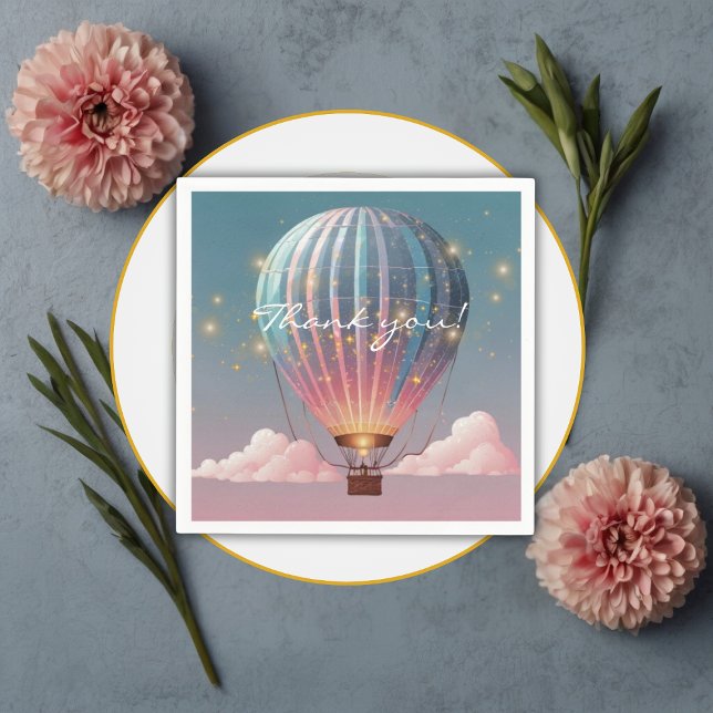Funkelnde Glitzer Heißluftballon Babydusche Serviette (Von Creator hochgeladen)