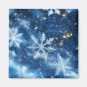 Funkelnde Glitzer-Schneeflocken Winter Weihnachten Magnet