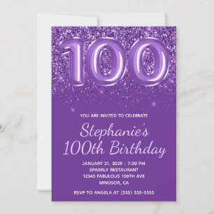 Funkelnde glitzernde königliche Purpur-Geburtstags Einladung