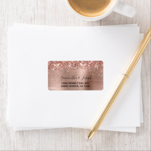 Funkelnde glitzernde Rose Gold Folien-Hochzeit Adressaufkleber