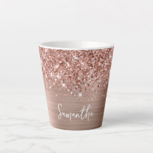 Funkelnde Glitzernde Roségold Glam Name Milchtasse