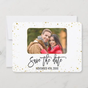Funkelnde Gold-Foto-Handschrift Save-the-Date Save The Date