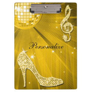 Funkelnde Gold-Musiknote & Stiletto-Absatz Klemmbrett