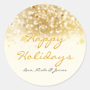 Funkelnde goldene Lichter Weihnachten Sticker