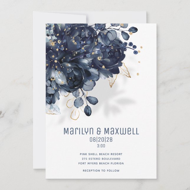 Funkelnde Hochzeit in Weiß und Gold Ankündigung (Vorderseite)