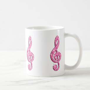 Funkelnde Hot-Pink-Musiknote Kaffeetasse