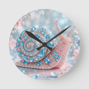 Funkelnde Juwelen-Schnecke  Runde Wanduhr
