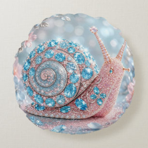 Funkelnde Juwelen-Schnecke Rundes Kissen