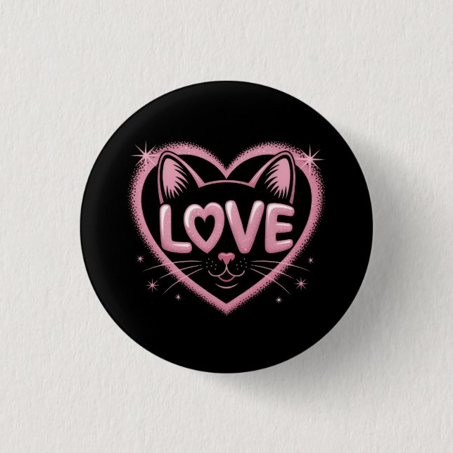 Funkelnde Katzenliebe Button (Vorderseite)