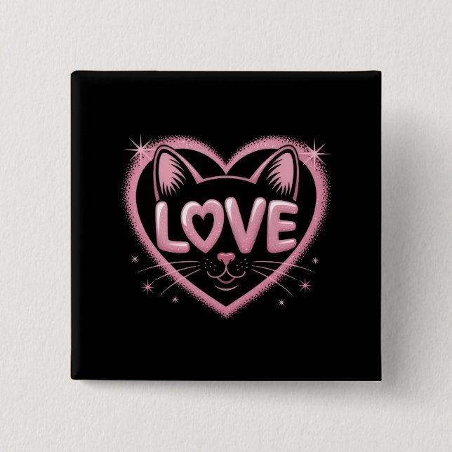 Funkelnde Katzenliebe Button (Vorderseite)