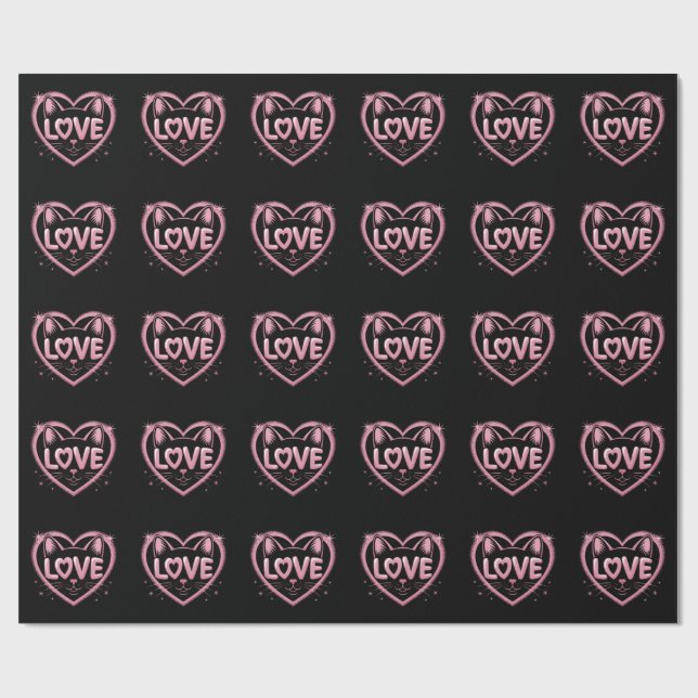 Funkelnde Katzenliebe Geschenkpapier (Flach)